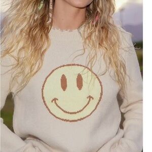 Smiley Face Cream Sweater